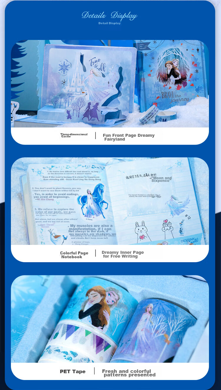 Disney Stationery Notebook, Journal, Gift Box, High-Quality Notebook, Children's Birthday Gift, Elsa Princess Light Blue, for Girls Aged 10-12 6