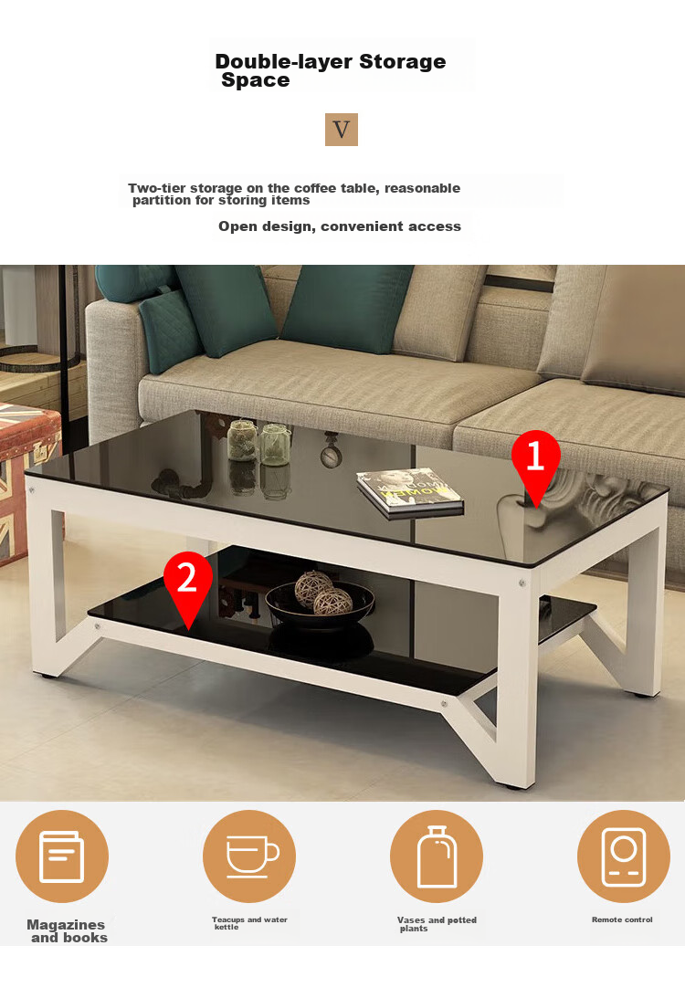 Fanshe Coffee Table, Living Room Coffee Table, Office Coffee Table, Home Living Room Glass Small Apartment Sofa Coffee Table, Modern And Simple 3
