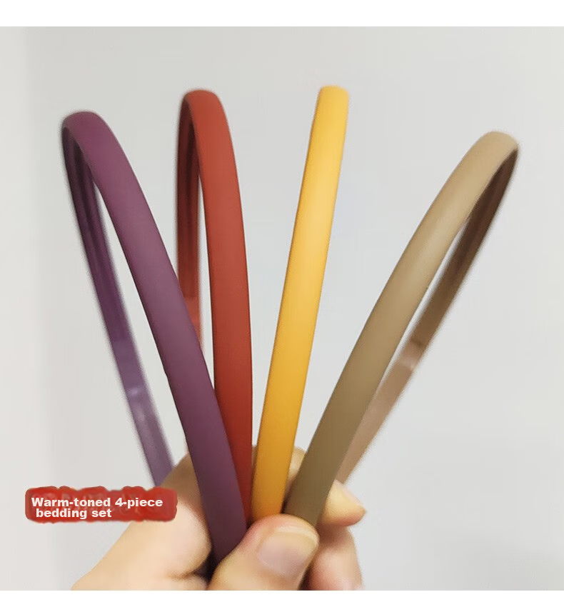 Xiangwan Headband Set of 4, Simple Thin Edge Frosted Headband, Morandi Color Non-Slip Face Washing Headband, Outdoor Headband, Mid-Autumn Festival Gift 4
