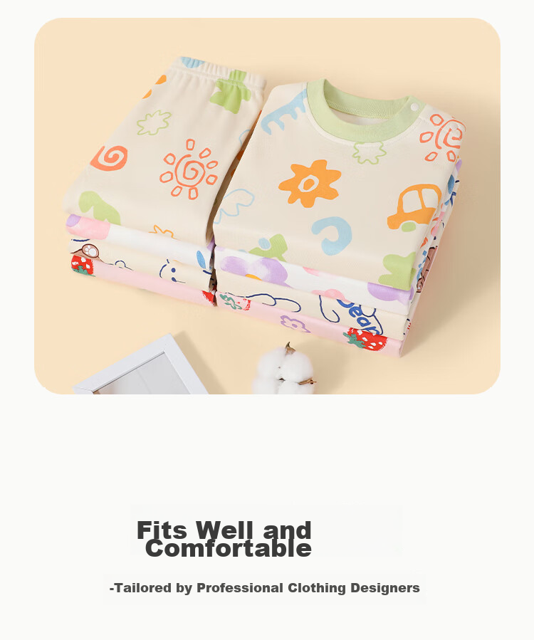 YUZHAOLIN Children's Autumn Underwear Set, Boys And Girls Inner Wear, Pure Cotton Pajamas for Young Kids, Children's Clothing 4