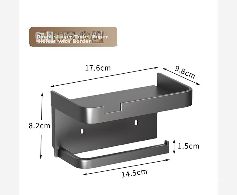 Youjialiangpin Bathroom Tissue Box, Toilet Paper Holder, Toilet Roll Storage Rack, No Drilling Required, Space Aluminum Toilet Paper Dispenser 2