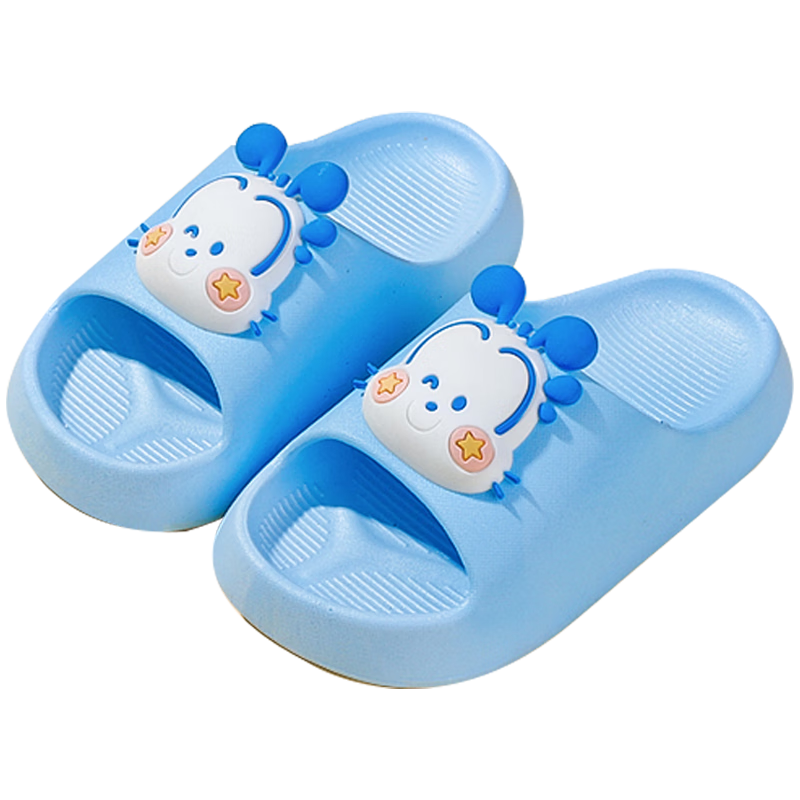 BOBDOG Children's Slippers, Boys And Girls Baby Soft-Soled Indoor/outdoor Summer Sandals, Light Blue, Size 190