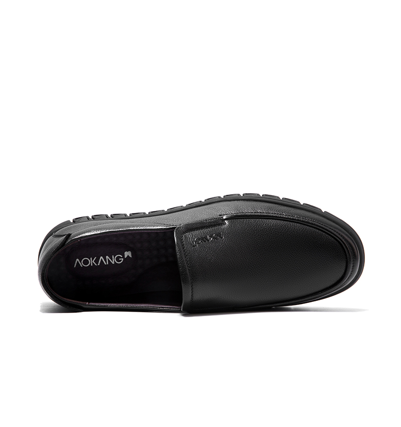Aokang Leather Shoes for Men, Business Casual Slip-On Comfortable Daily Simple Driving Casual Leather Shoes, Black, Size 42 17