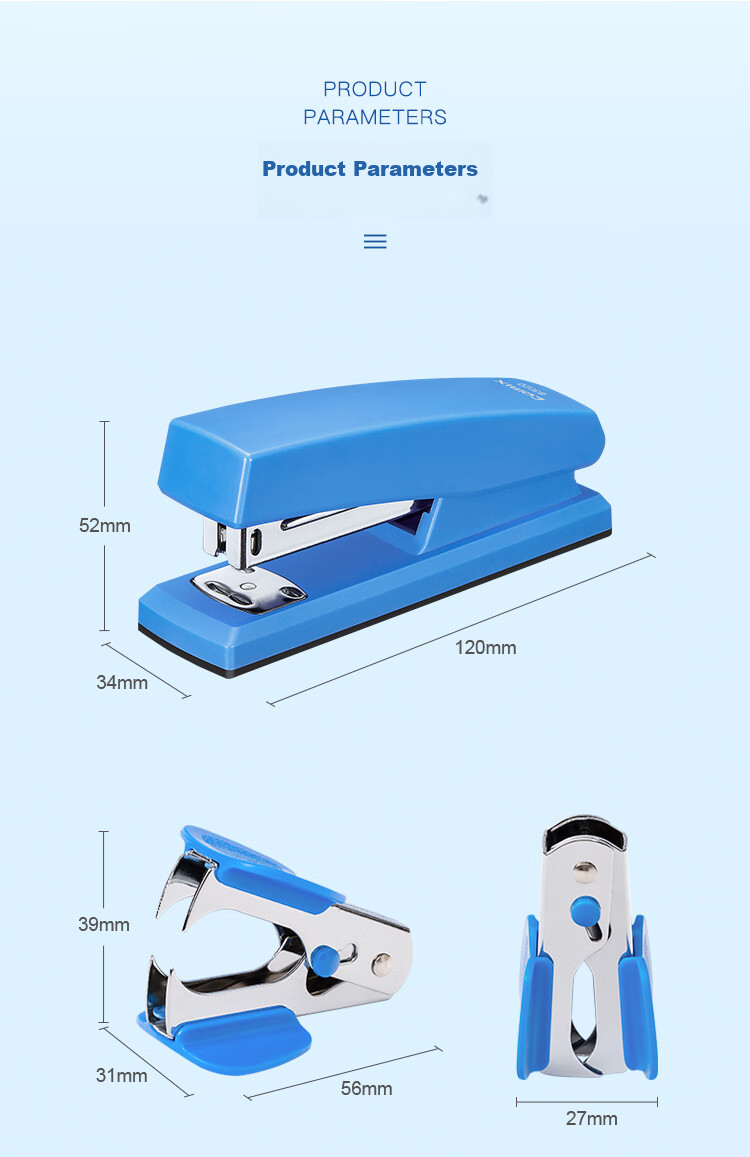 COMIX No.12 Office Stapler 3-Piece Set (Stapler, Staple Remover, Staples) Office Supplies Black EB009 8
