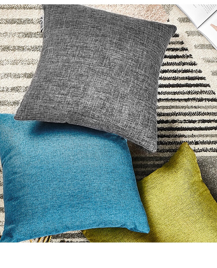 Pierre Cardin Throw Pillow Cushion, Solid Color Linen Style Removable Nap Pillow Office Backrest Car Lumbar Support, Smoke Gray, 45*45cm 6