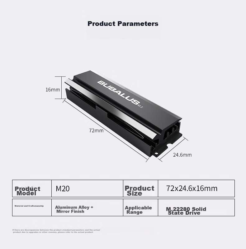 BUBALUS M20 M.2 2280 SSD Heatsink, Aluminum Alloy Heat Spreader, High-Efficiency Heat Dissipation with Airflow Desig 7