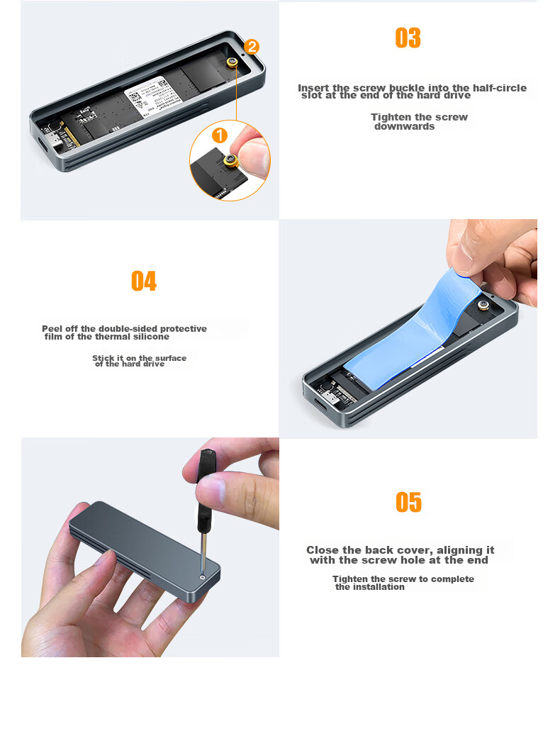 Mihu (Meetiger) M.2 SSD Enclosure, NVMe Protocol, M2 Portable Hard Drive Case, USB3.2 10Gbps External SSD, All-Aluminum Body, PN80 18