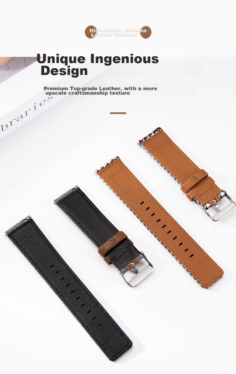 Weiqiantu Suitable for Huawei Watch GT6/GT5/GT4/watch4pro/watch3pro/GT3pro/Leather Strap 46/48 Dial [Denim Blue] 5