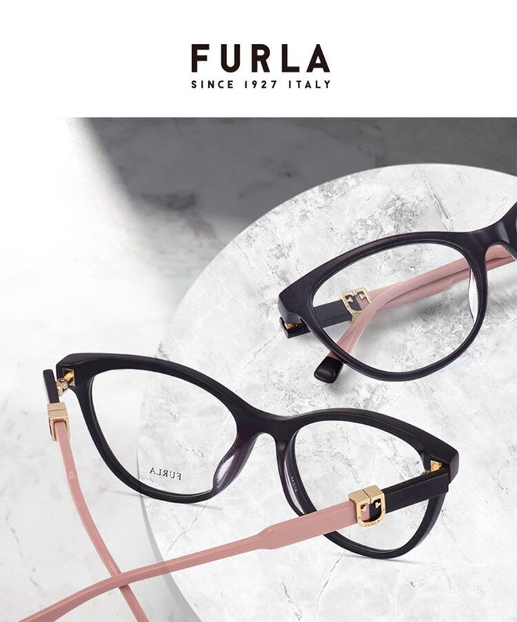 FURLA Full-Frame Women's VFU353I Commuter Myopia Optical Glasses Frame, Stylish Eyewear 540700 Bright Black 1