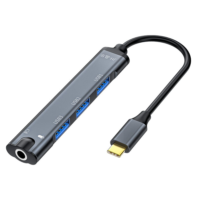 Jinghua Type-C External Sound Card, USB Hub with One-To Splitter, HUB Expansion Dock for Computer, Laptop And Desktop, Connects to 3.5mm Headphones And Speakers, Converter Head, Alloy N801