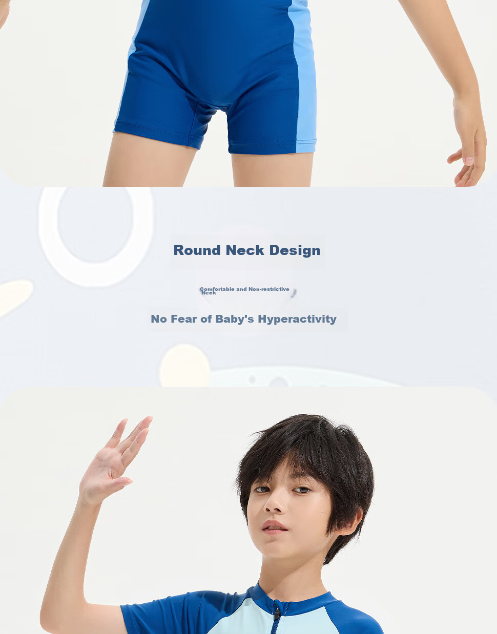 Li-Ning Children's Swimsuit, Boys' One-Piece Surfing Suit, Comfortable And Breathable, for Beach And Hot Springs, Swimwear 808, Navy Blue, Size 140 7