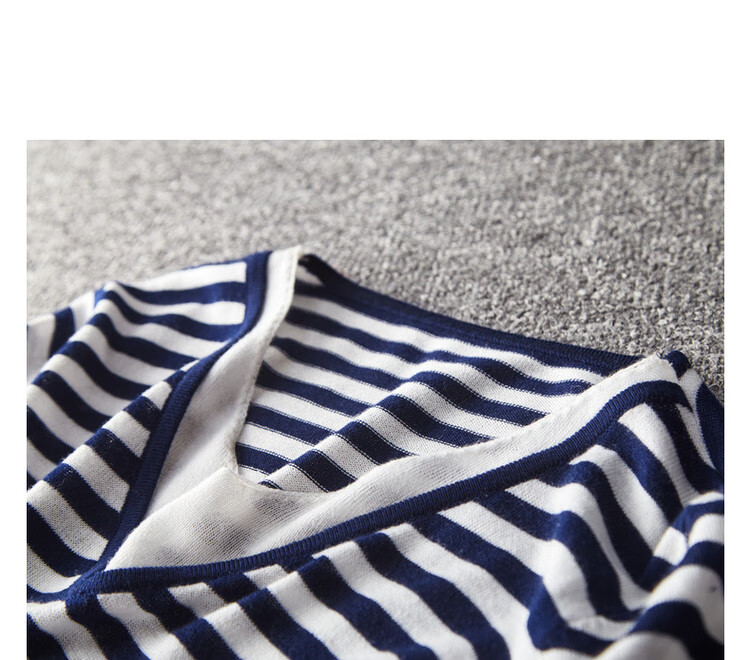 Dme [Color-Block Casual Knit Sweater] Spring And Autumn Commuter V-Neck Loose Long-Sleeve Sweater for Wome 21