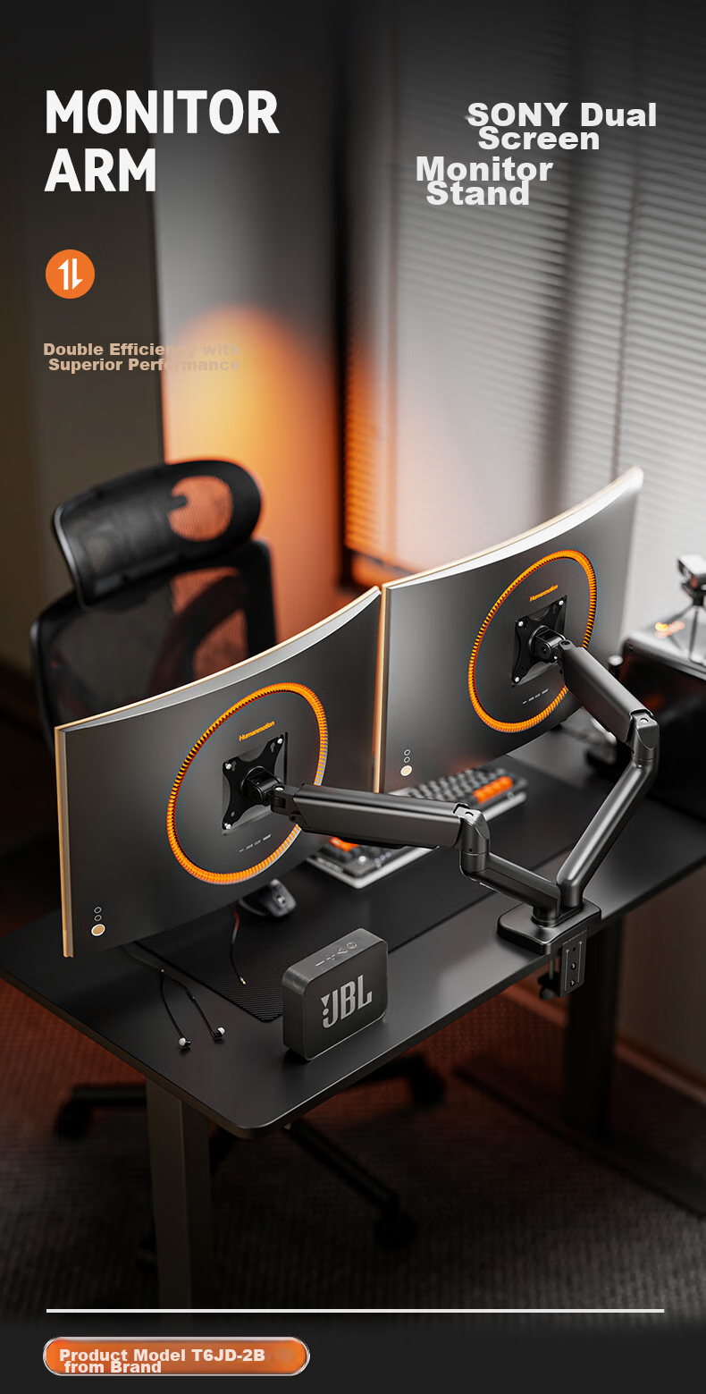 Songneng Dual Monitor Stand Multi-Screen Stand Vertical Dual Monitor Arm Mechanical Arm Dual Screen Monitor Riser Computer Screen Column Stand T660P-2B+ZP3 1