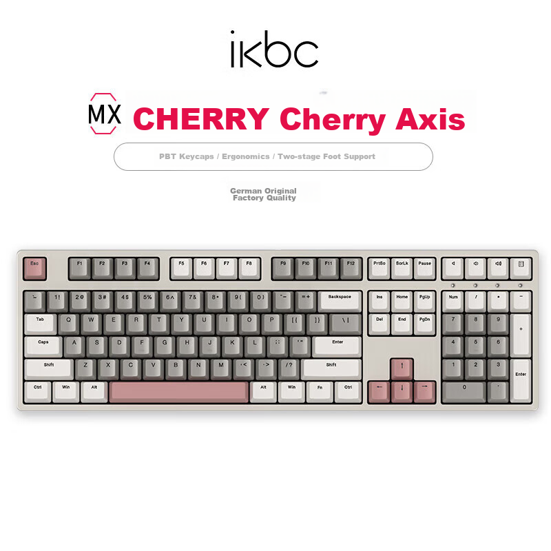 Ikbc W210 Wireless Mechanical Keyboard, 108 Keys, Gaming And Office Use, Good Typing Feel, Cherry Keyboard, Time Gray with Blue Switches, Wireless
