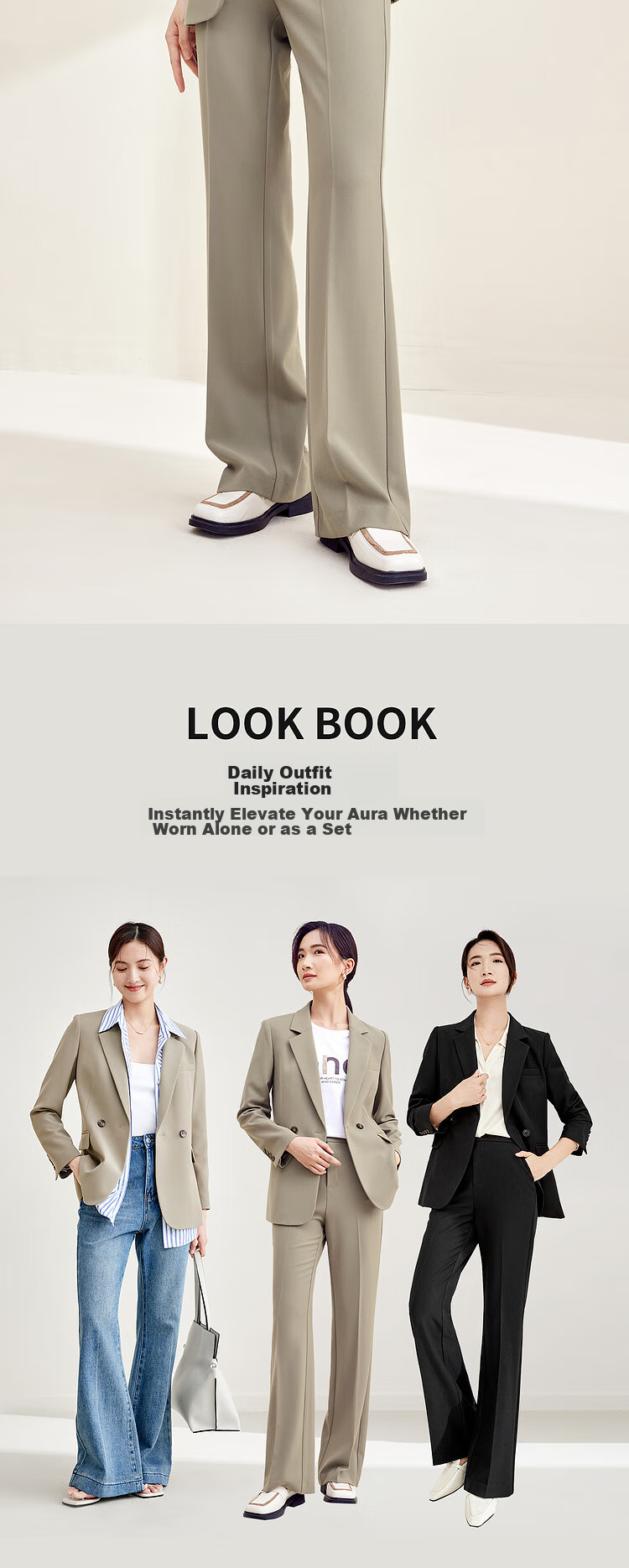 Sentubila Women's Professional Commuter Suit Set Spring Autumn Wrinkle-Resistant Non-Iron Blazer and Pants Two-Piece Interview Business Suit 7