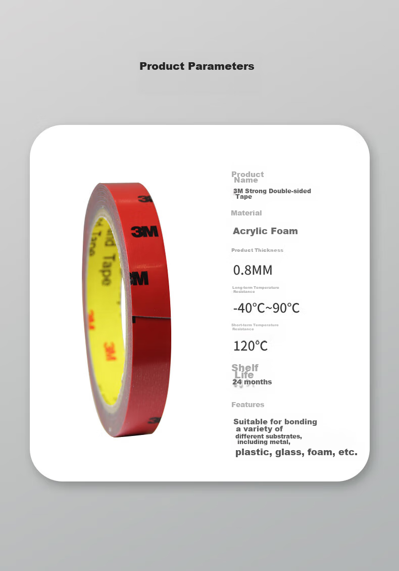 3M Double-Sided Tape, Strong Foam Adhesive, Traceless, Spring Festival Couplets Special, Water-Resistant And Heat-Resistant for Office And Daily Use, Adhesive Sheet 4, 3M M*54.5mm*0.8mm (10 Pieces/bag) 7