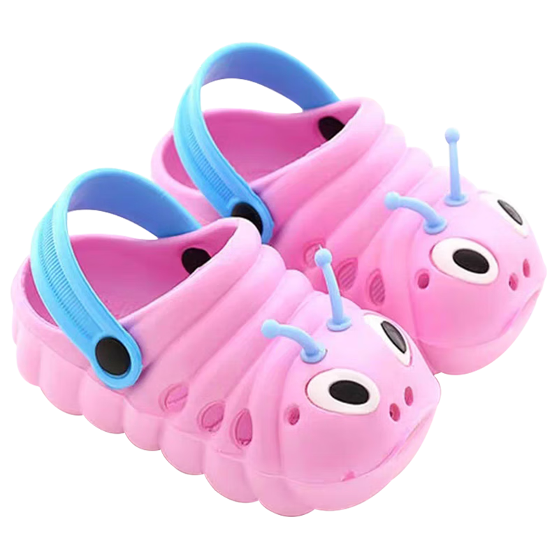 9i9 Kids Summer EVA Soft Sole Non-Slip Clog Slippers Caterpillar Series Water Beach Shoes B125 Pink Size 28