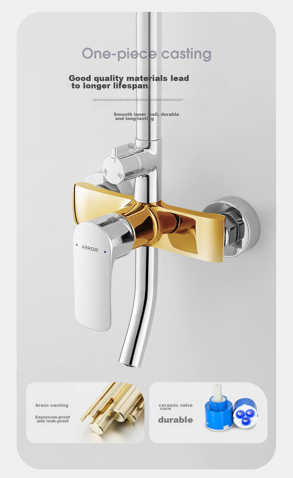 ARROW Simple Shower Head Wall-Mounted Silver Handheld Adjustable AE3263CP-P 12