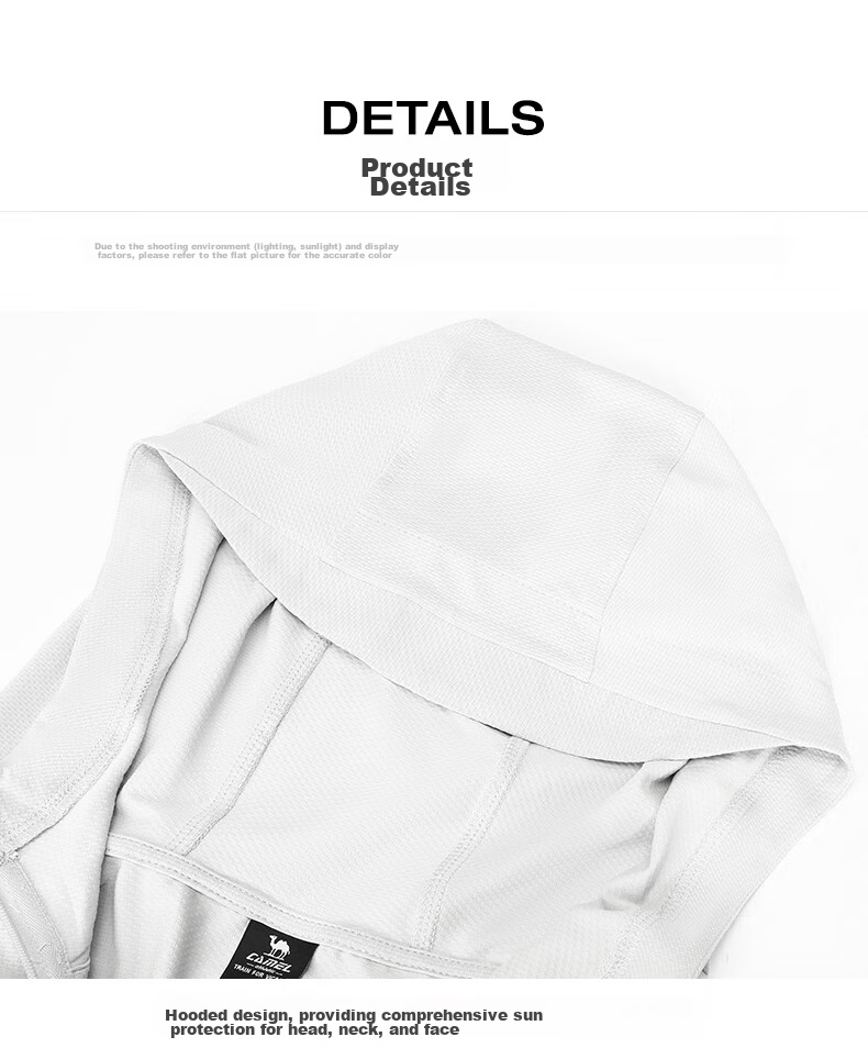 CAMEL Sun Protection Clothing for Men And Women, New Summer Outdoor Sports Wear, Original Yarn Cool-Feeling Sun Protection Loose Hooded Top Thin Jacket 43