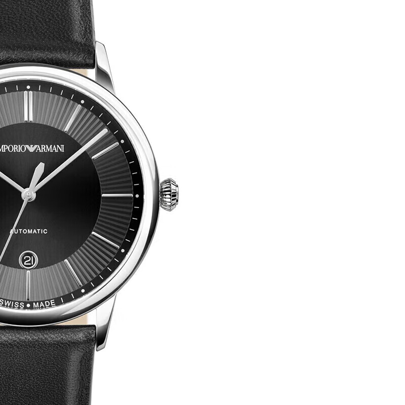 Emporio Armani Men's Simple Business Series Leather Strap Mechanical Watch Swiss Watch Birthday Gift for Boyfriend ARS5100