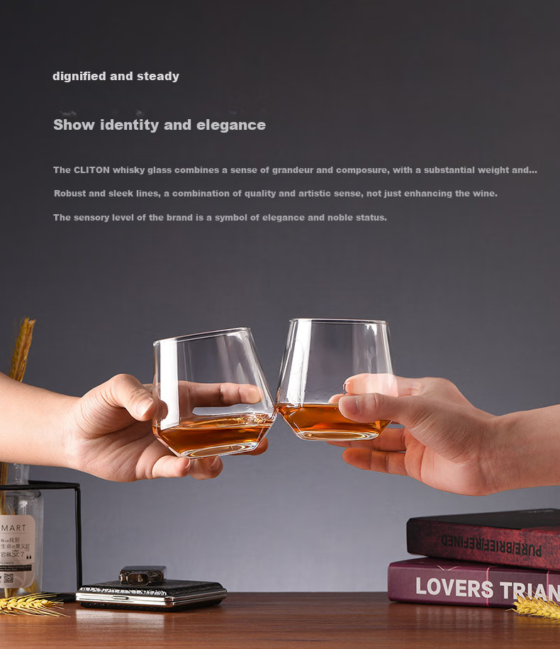 CLITON Crystal Glass Whiskey Tumblers, Liquor Glasses, Wine Glasses, Water Glasses Set of 6 CL-JB06 6