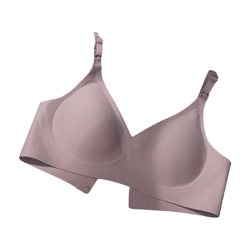 Aibaoshi Maternity Bra, Push-Up Nursing Bra, Pregnancy And Postpartum Breastfeeding Bra, Front Opening, Brown Gray, XL Size M382