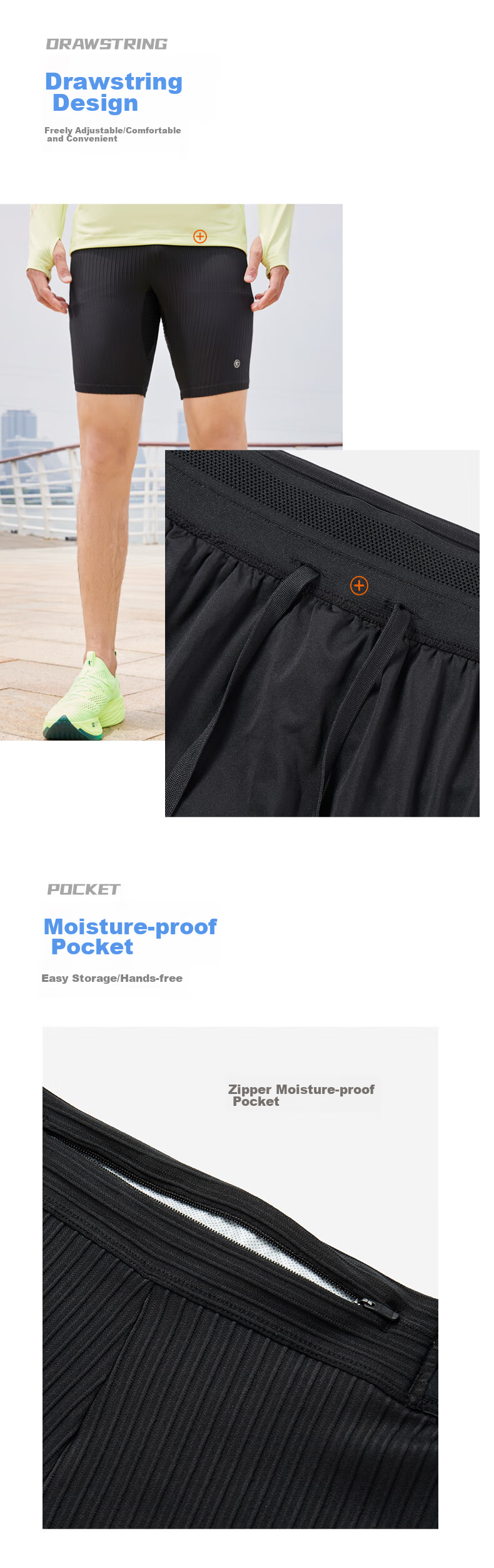 QIAODAN Men's Shorts, Feiying Half-Elastic Pants, Sports Trousers for Men, Professional Tight-Fitting Marathon Running Five-Point Shorts, Racing Compression Pants 5