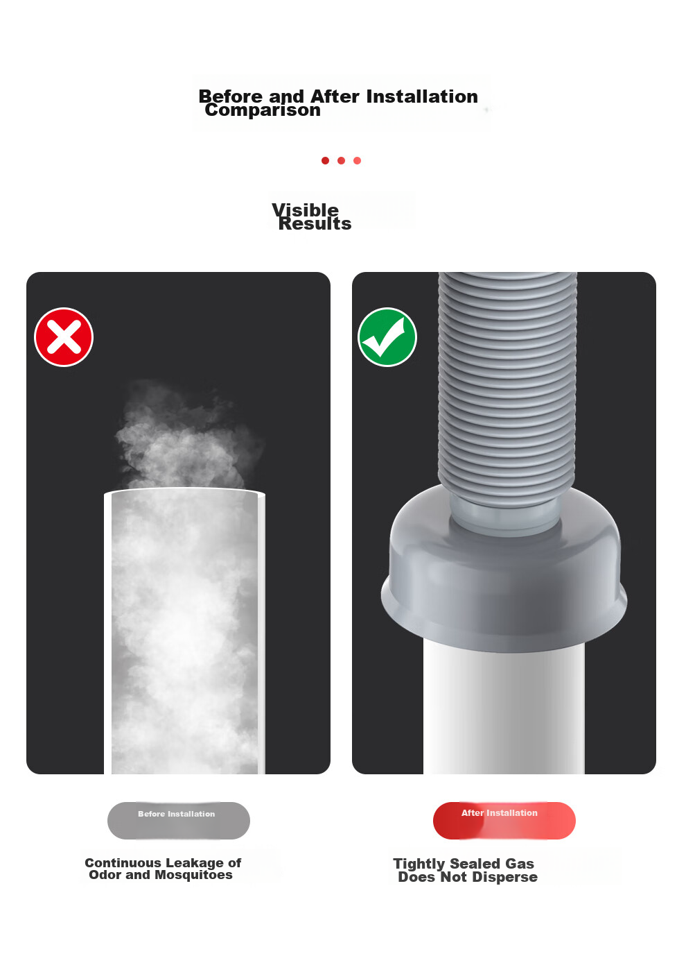 CVBAB Sink Drain Pipe, Washbasin Anti-Odor Drain Pipe, Anti-Odor Sealing Ring Drainage Pipe, Drainage Flexible Hose CV386 6