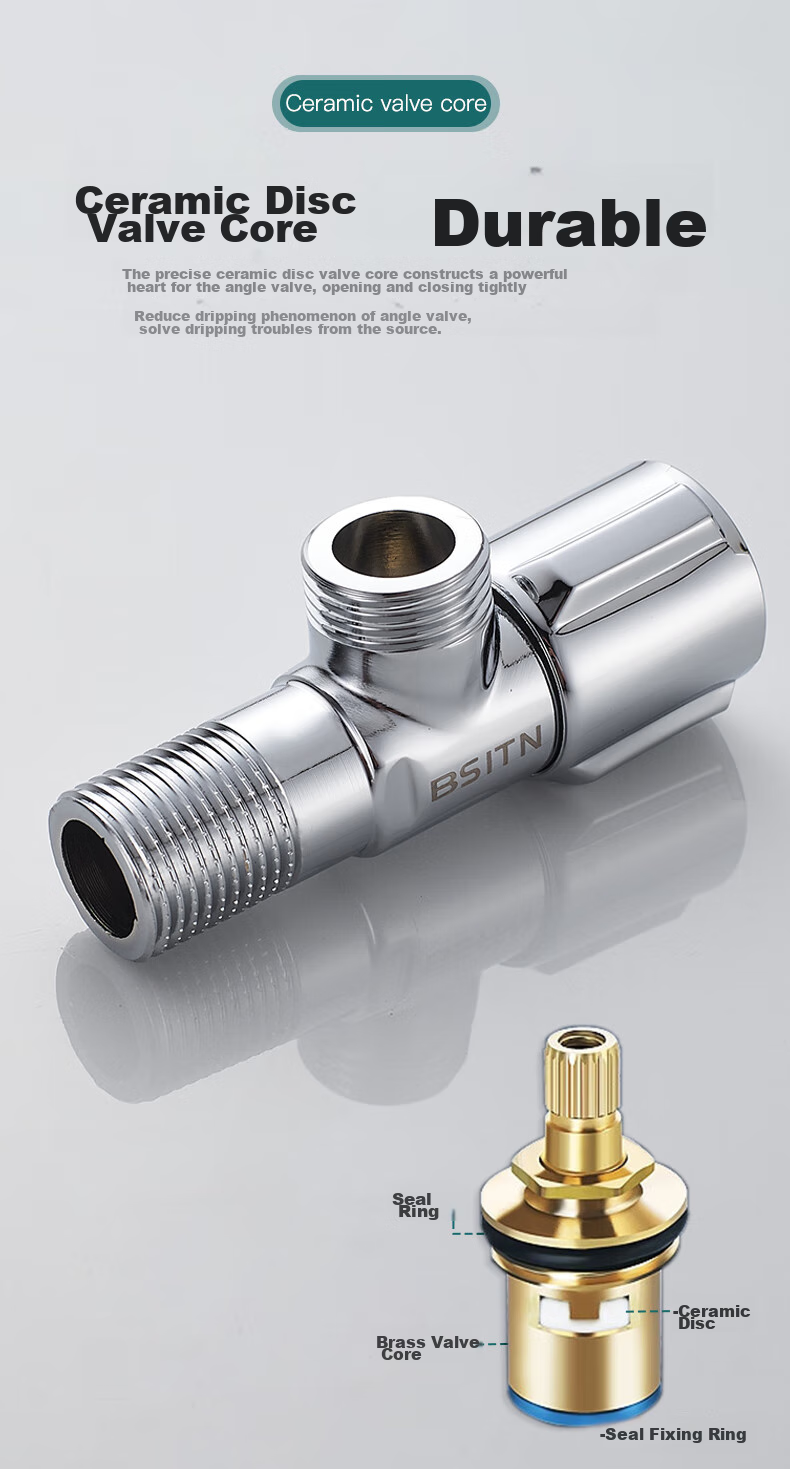 BSITN 304 Stainless Steel Angle Valve, Thickened 1/2 Inch Interface, Figure-Eight Valve, Hot And Cold Water Quick-Open Triangular Valve, Universal Stop Valve B503 5