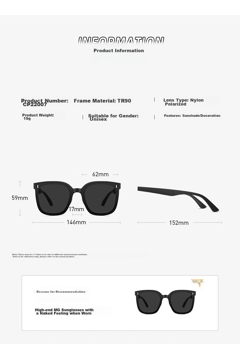 CAPONI Foldable Polarized GM Sunglasses for Men And Women, Driving UV Protection Anti-UV Sunglasses, Face-Slimming And Ultra-Light 18