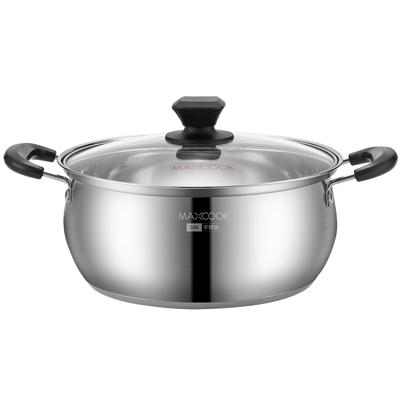 Maxcook Soup Pot, 304 Stainless Steel Soup Pot, 24CM Thick Composite Bottom, Compatible with Gas Stove And Induction Cooker, YC-24