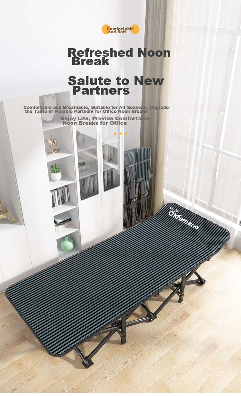 OKeefe Folding Bed, Lounge Chair, Office Nap Bed, Multifunctional Single Bed, Accompanying Care Bed, Camp Bed, Siesta Bed, Premium Gray 2