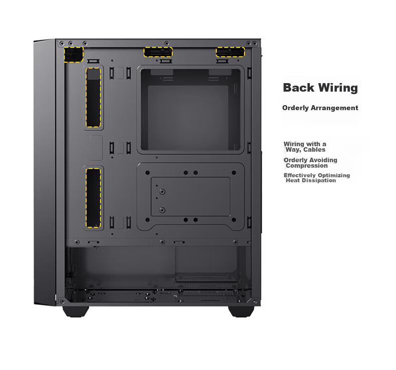 BUBALUS Tianyue Business Mid-Tower Case (Supports 240mm Water Cooling, ATX Motherboard, 300mm Graphics Card, 6 Fan Positions, Bottom-Mounted PSU Compartment, Desktop Computer Case/U3) 8