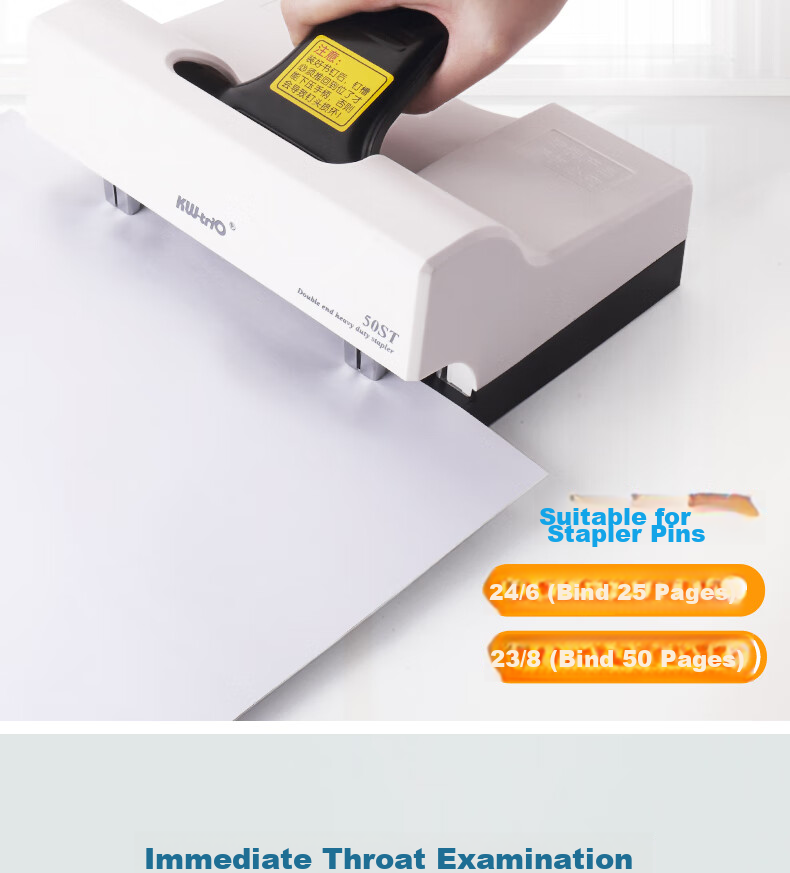 KW-Trio Double-Headed Stapler, Two-Row Two-Pin Stapler, Dual-Nail Administrative Standard Labor-Saving Stapling Machine, Can Bind A3 Documents with 50 Pages in The Middle 10