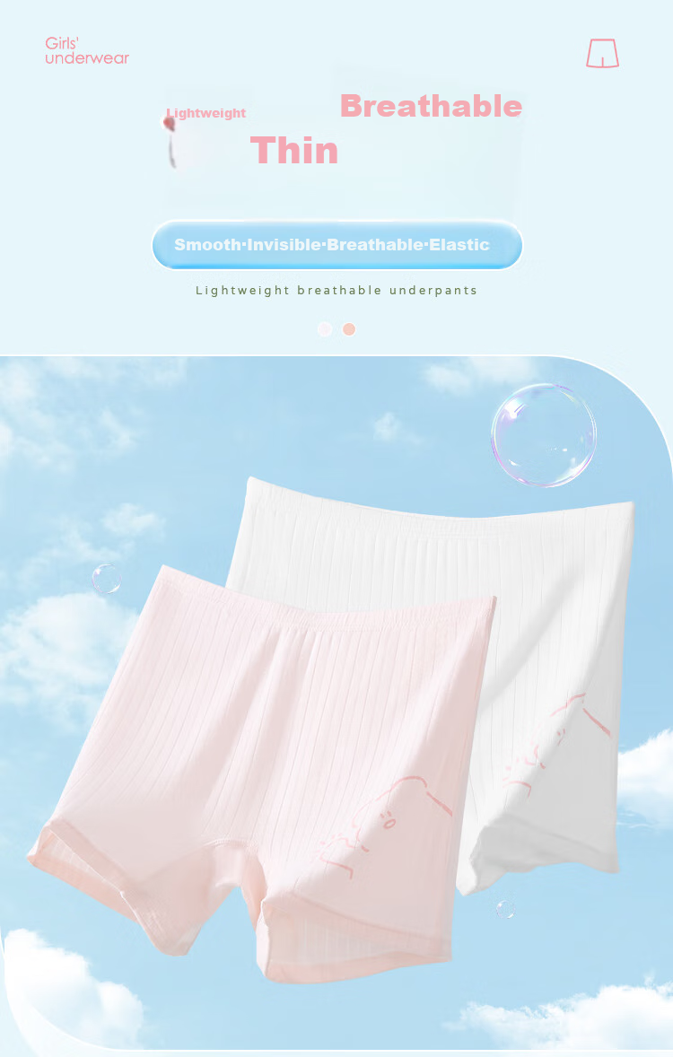 LangSha Children's Underwear, Girls' Thin Summer Safety Shorts, Big Kids' Boxer Briefs, Two-Pack, Size 140 1