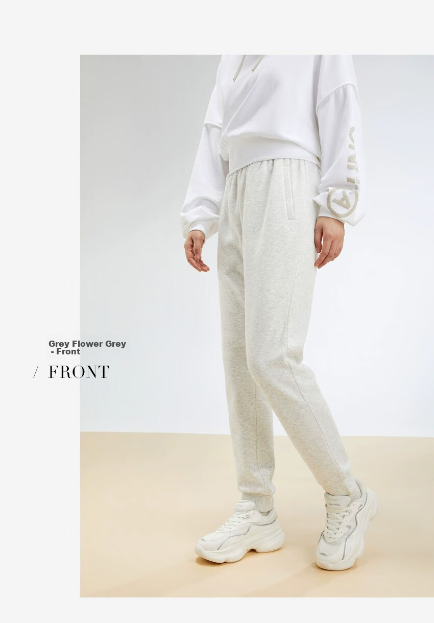 Anta Fleece Lined Jogger Pants | Knitted Women's Sports Trousers Winter New Fleece Warm Casual Elastic Cuff Sweatpants 35