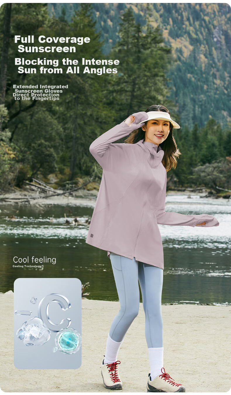 TECTOP Women's Outdoor Sun Protection Jacket, UV-Resistant, Breathable Summer Windbreaker Coat 2422144FS, Women's Style in Light Pink, Size 2XL 6