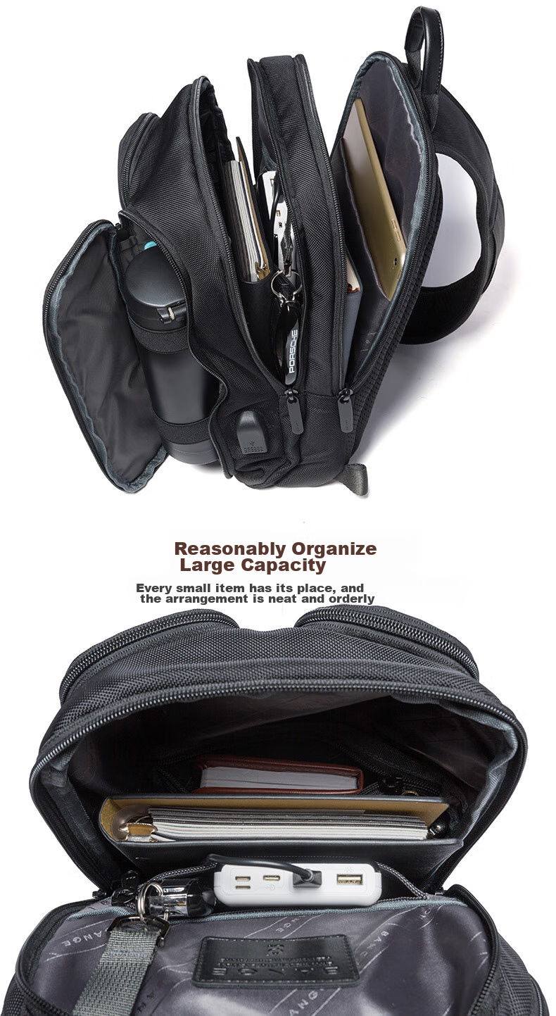 Bange Chest Bag for Men, Travel Shoulder Bag, Business Casual, Multi-Compartment, Large Capacity, Versatile, 11-Inch Tablet Crossbody Bag, Black 19