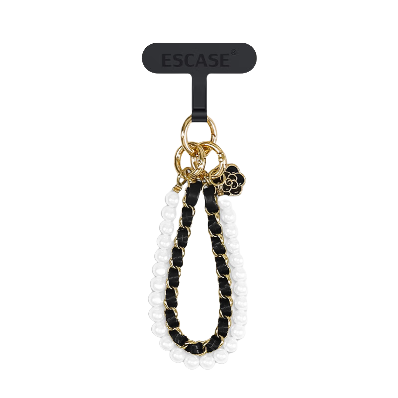ESCASE Phone Lanyard, Double-Chain Wrist Strap, Anti-Theft Hand Strap, Anti-Loss Clip, Shockproof, Suitable for Men And Women, Outdoor Use, Compatible with Huawei And OPPO Phones, MPS-ZL01 White And Black