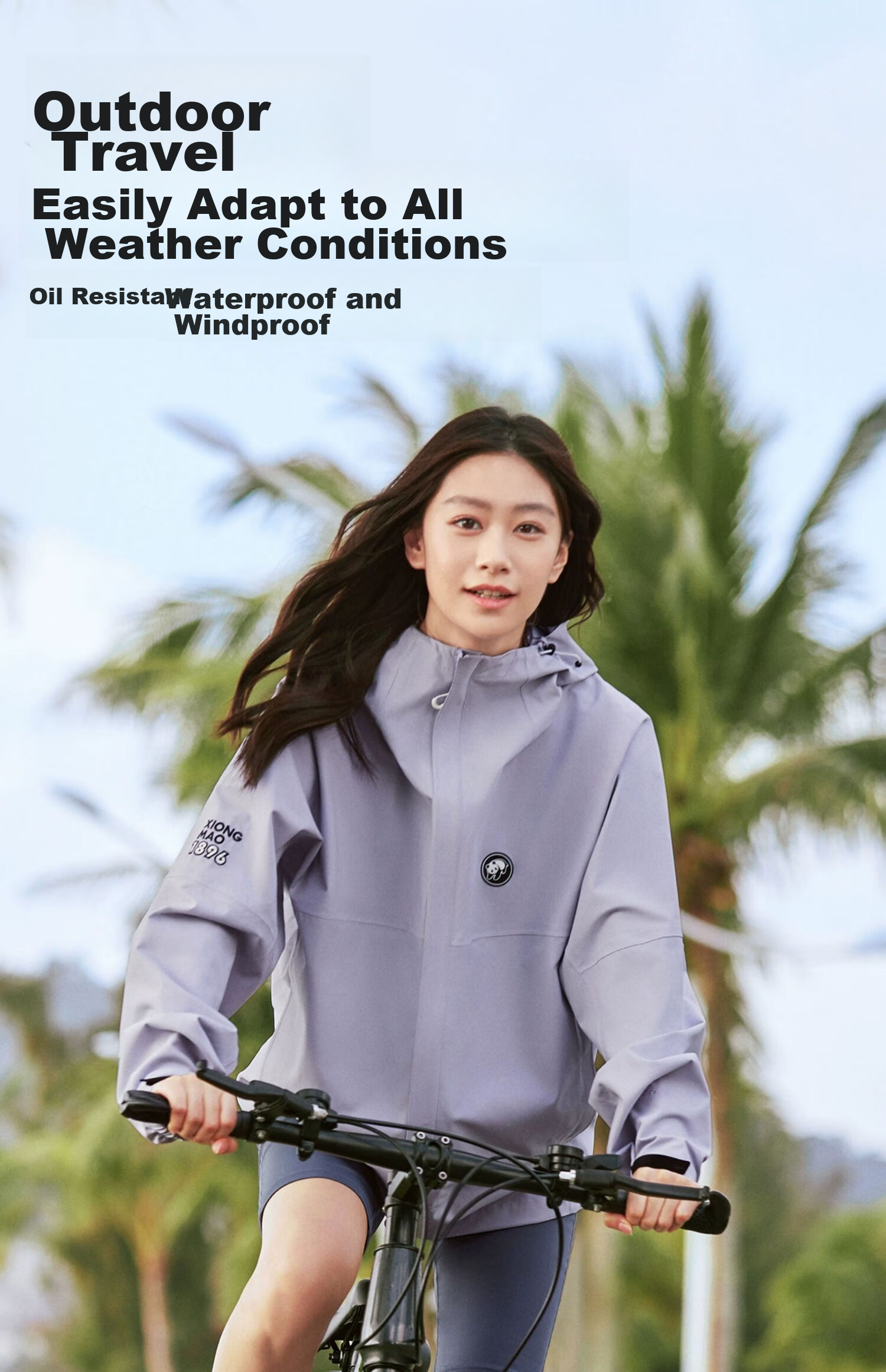 CAMEL Panda Outdoor Single-Layer Waterproof Jacket for Men And Women, Hard Shell Color-Block Coat A34BA46169, Lime Green, 2XL 2