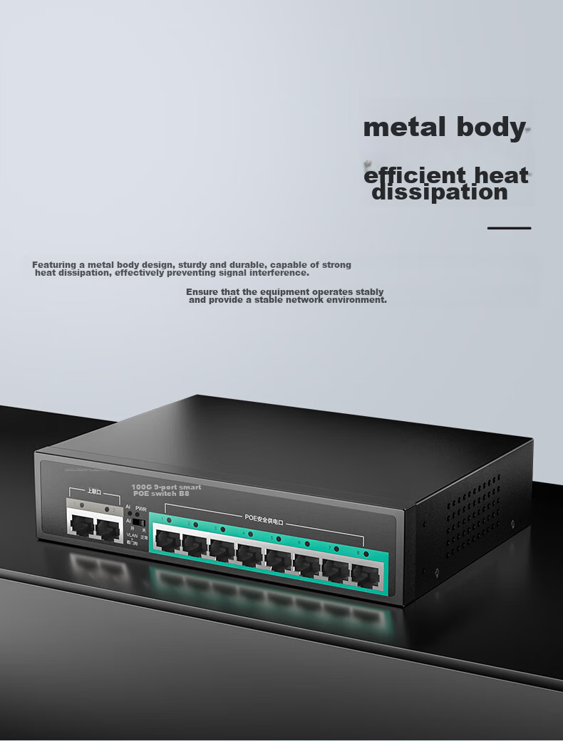 Netcore SG2010P, 10-Port Gigabit 8-Port Powered PoE Switch, Enterprise Engineering Home Security Camera Network Hub, Ethernet Splitter, Compatible with 100Mbps 5