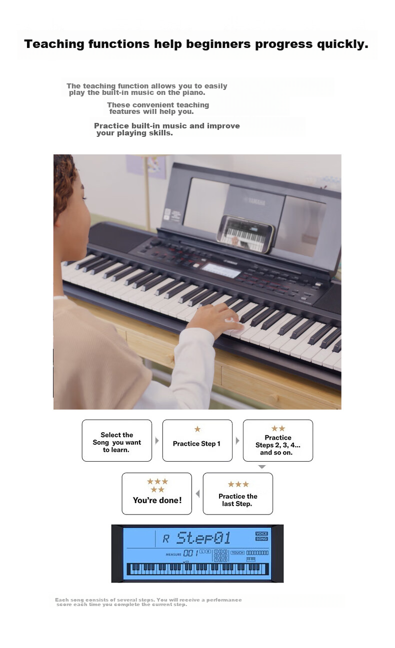 YAMAHA PSR-E383, Children's And Adult's Entertainment And Learning Professional Performance Teaching Weighted Keyboard Electronic Piano, 61 Keys 7