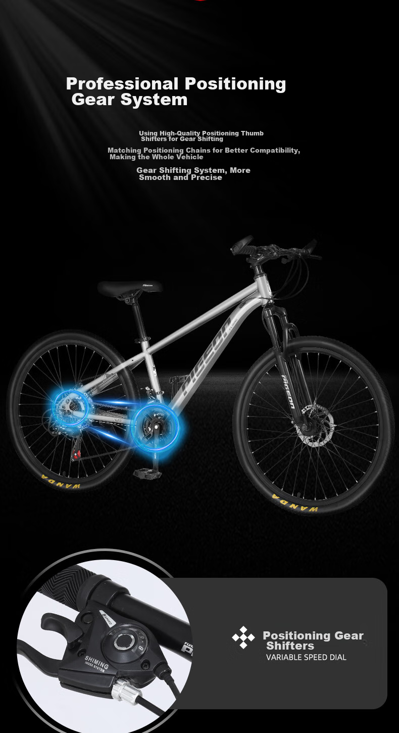 FG FLYING PIGEON Bicycle for Older Children, 21-Speed Mountain Bike, Youth Shock-Absorbing Bicycle, Student Pedal Bike, 26-Inch, Gray 6
