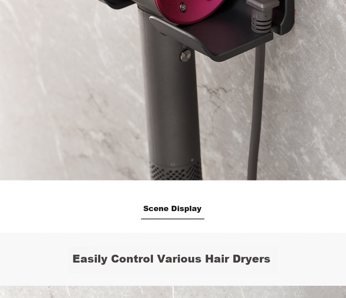 Lanjiaoluo Hair Dryer Holder, Bathroom Electric Fan Fixed Stand, Dailaisenfen Wall-Mounted Bathroom No-Drilling Hairdryer 2