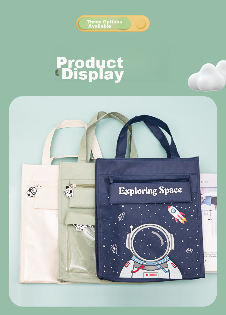 NVV Tutoring Bag, Art Bag for Primary School Students, Handbag, Book Bag, Study Bag, Exam Paper Storage Bag, Homework Handbag, Document File Bag, Astronaut Design NR-D02A 22