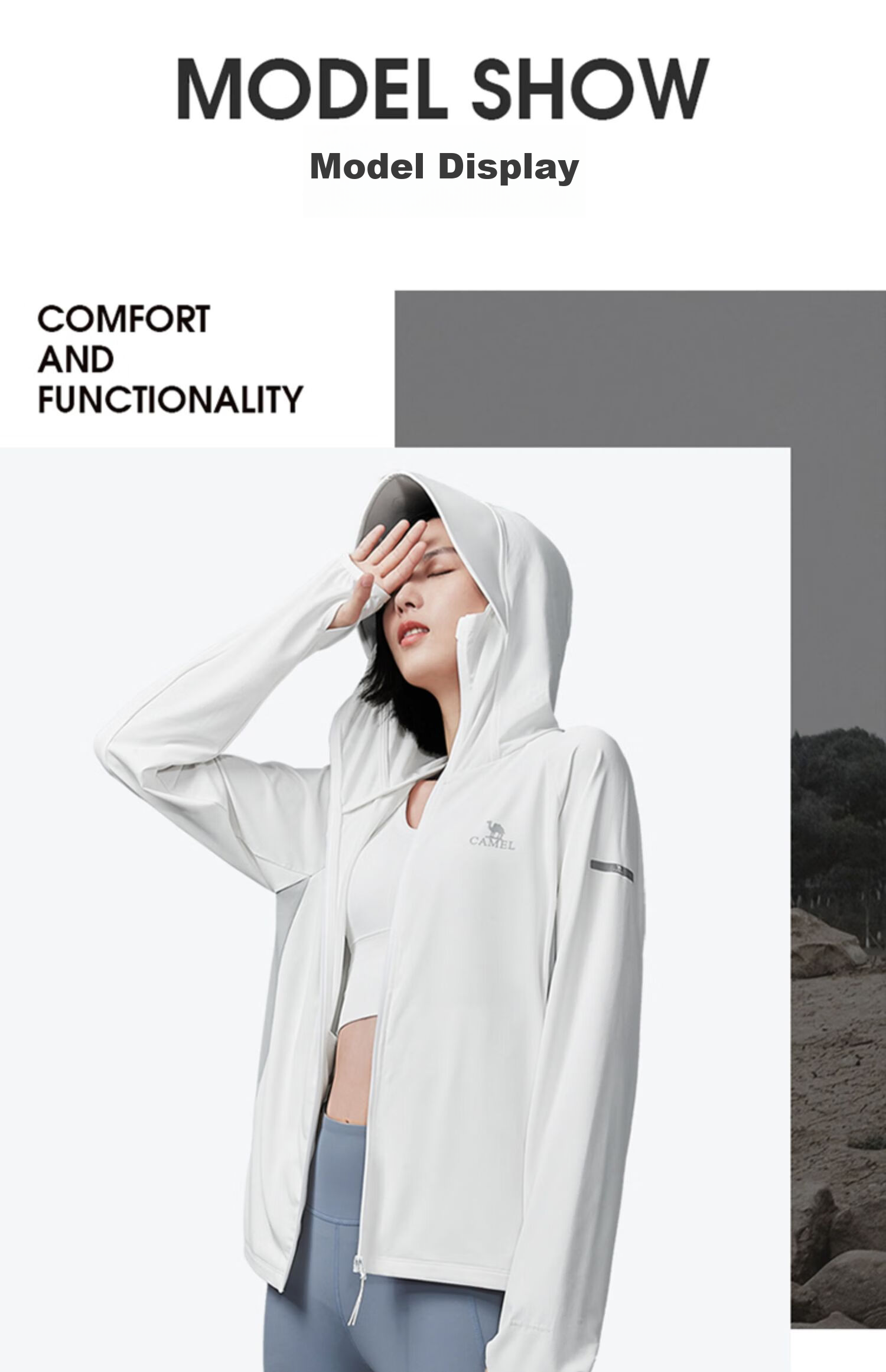 CAMEL Women's Sun Protection Clothing, Spring And Summer Unisex UPF50+ Breathable UV Protection Jacket, A23BA6B067 9