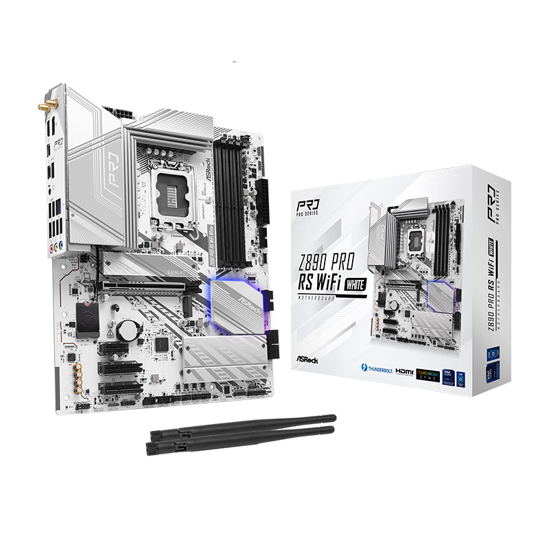 ASRock Z890 Pro RS WiFi White, Premium Motherboard in White, Supports CPU 285K/270K/265K (Intel Z890/LGA 1851)