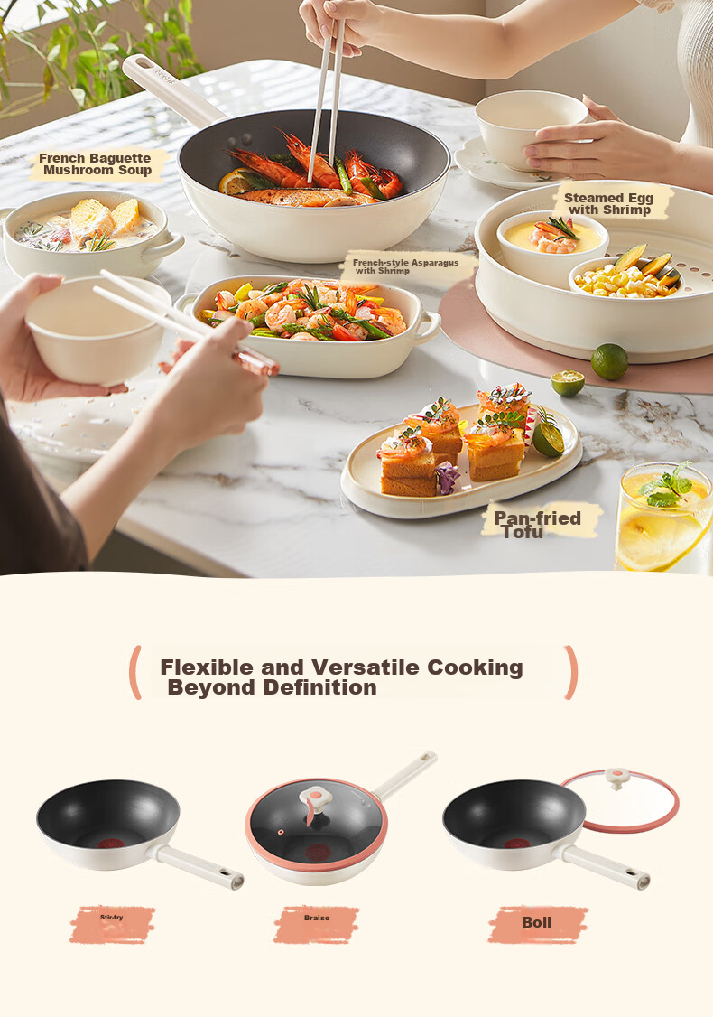SUPOR Titanium Non-Stick Lightweight Wok Red Dot Gas and Induction Cooker Compatible Dishwasher Safe EC32AQL01 5