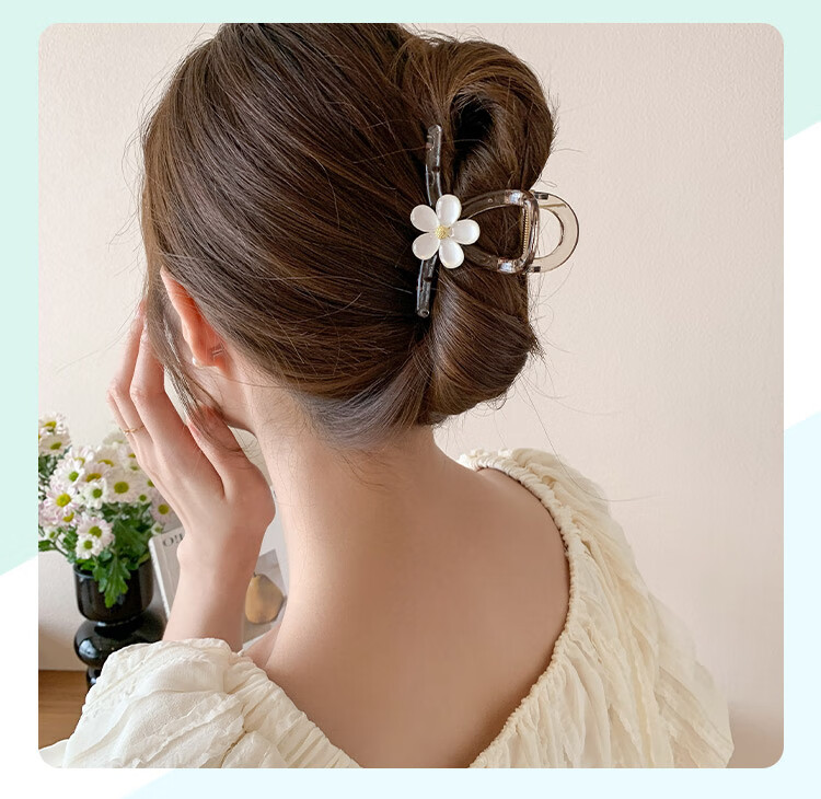 CHIMERA Medium Shark Clip Hairpin for Women Simple Floral Hair Accessory for Back of Head Shoulder Hair Clamp Birthday Gift 4