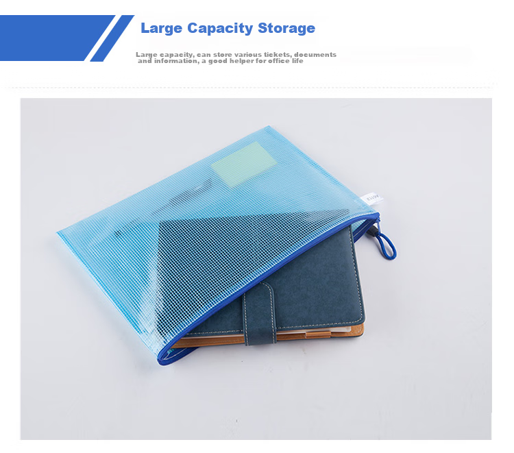 GuangBo 12-Pack A4 Waterproof Mesh Zipper Document Bags / Colorful File Folders, Random Single Color A6112 6